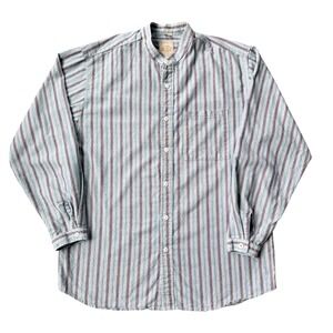 Wah Maker Frontier Clothing Mens Large Band Collar Striped Western Shirt USA